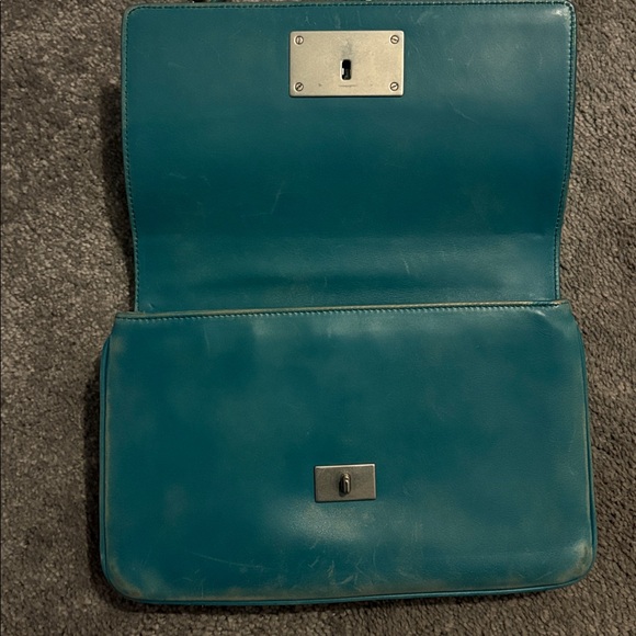 Prada Turquoise Distressed Leather Crossbody Bag - Picture 7 of 7